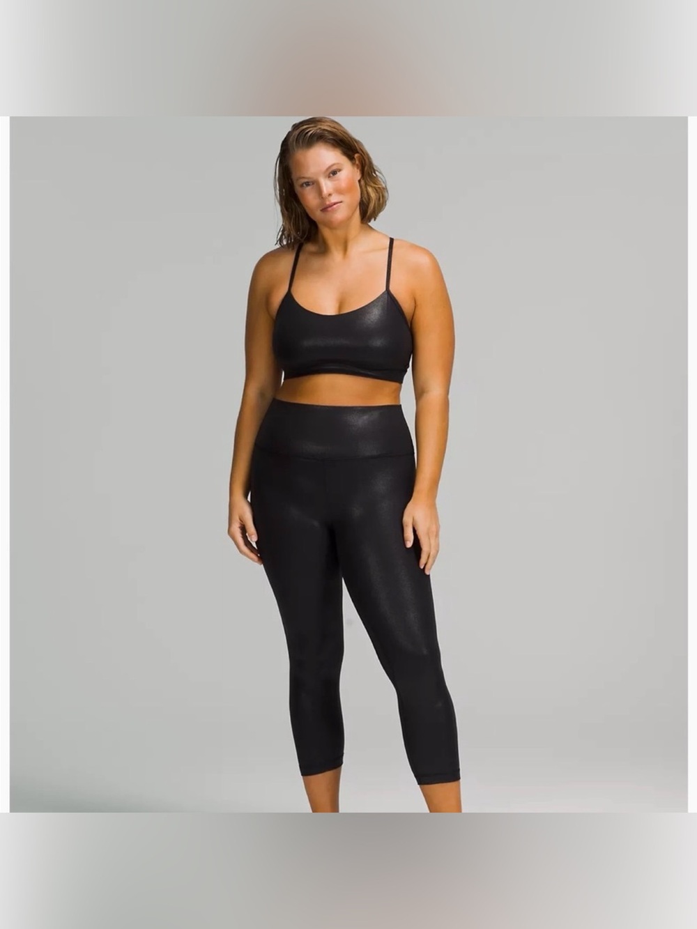 ✨Lululemon Align Shine High Rise Crop Leggings Black Size 18✨